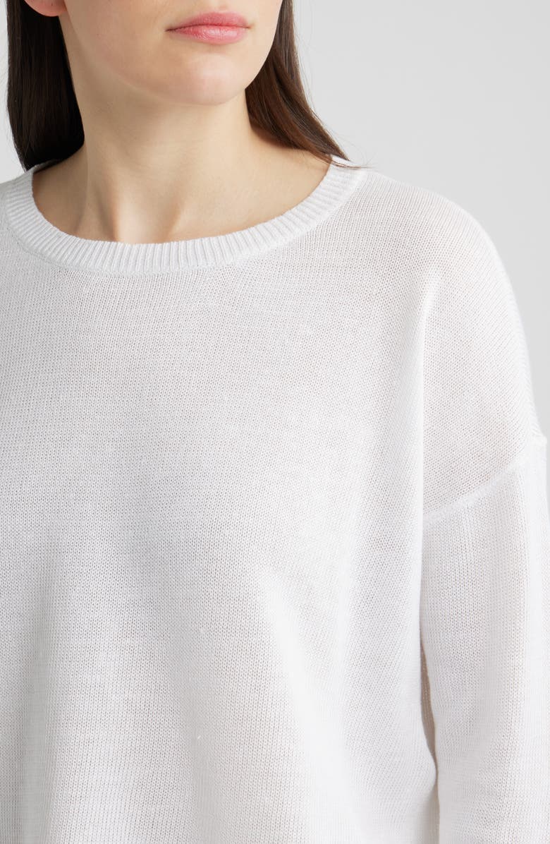 Eileen Fisher Crewneck Organic Linen & Organic Cotton Sweater, Alternate, color, White