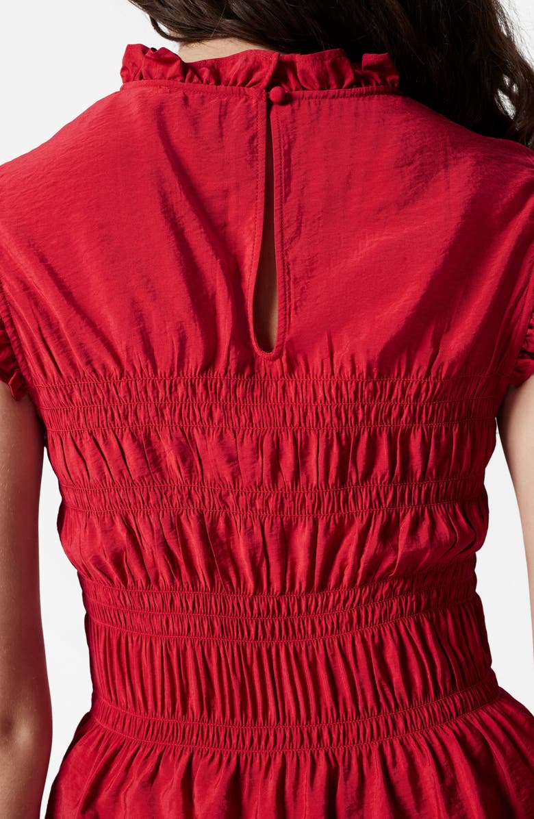 & Other Stories Smocked Ruffle Trim Top, Alternate, color, Red Medium