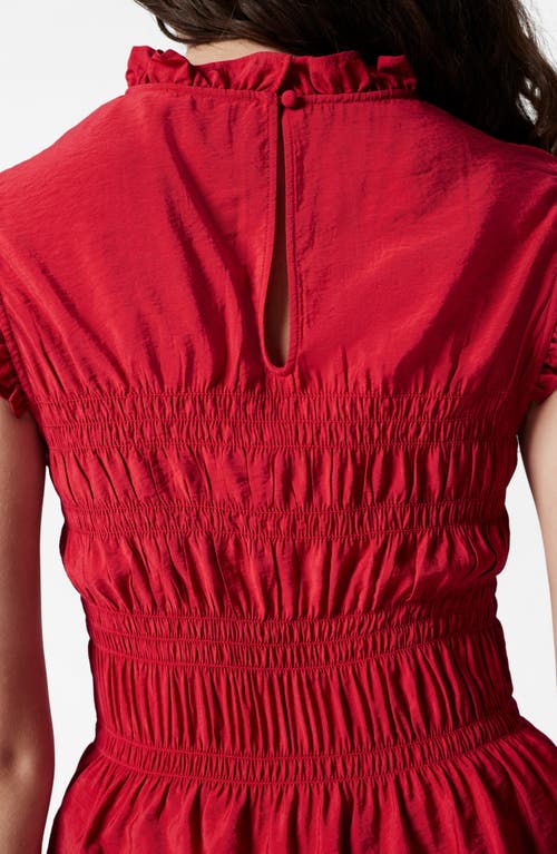 & Other Stories Smocked Ruffle Trim Top In Red