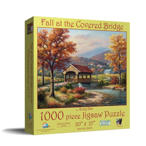 Fall at the Covered Bridge 1000 piece Jigsaw Puzzle for Adults