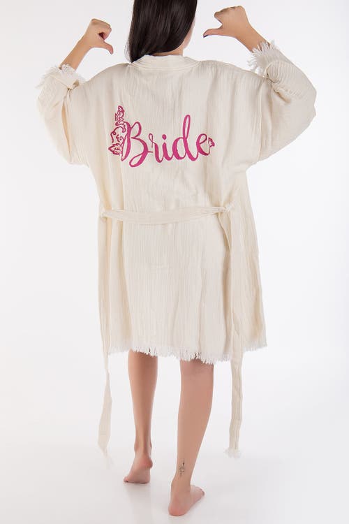 Forever & Always Shoes Thalassa Hande Bridal Short Kimono In White/pink