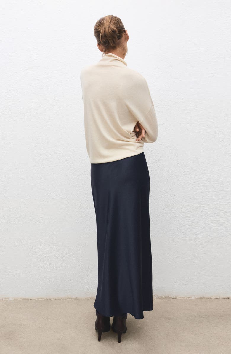 MANGO Satin Maxi Skirt, Alternate, color, Navy