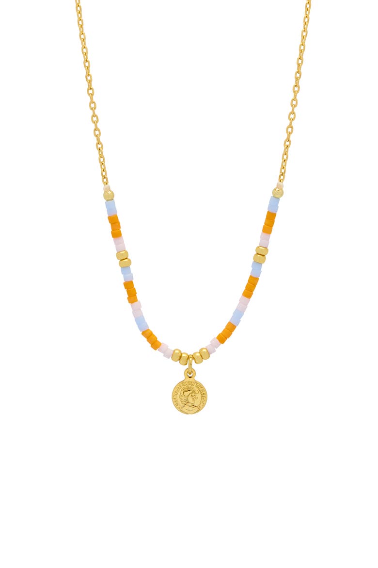Miyuki Coin Pendant Necklace, Main, color, GOLD