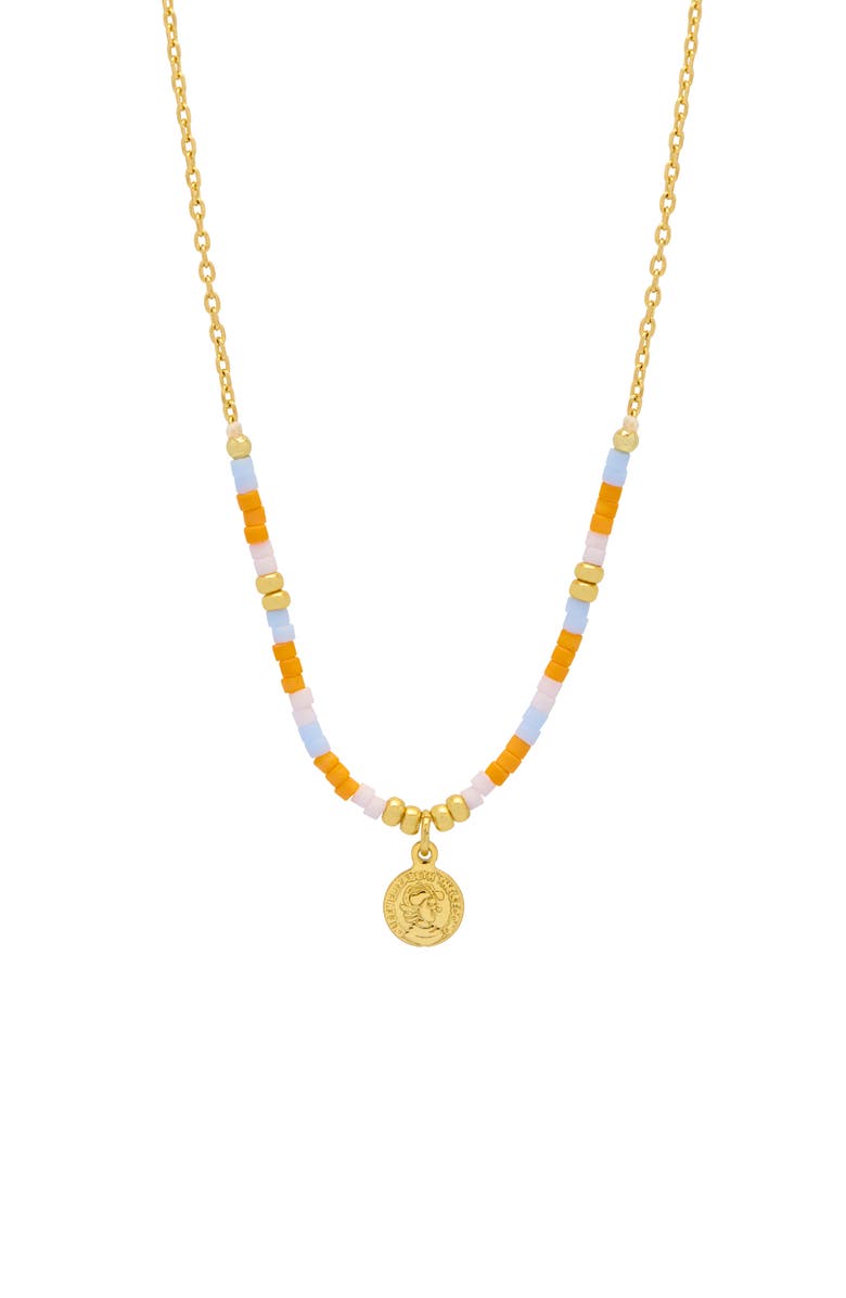 Estella Bartlett Miyuki Coin Pendant Necklace, Main, color, Gold