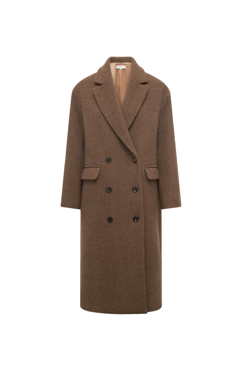 GERARD DAREL Mady Double-Breasted Midi Length Coat, Alternate, color, Brown