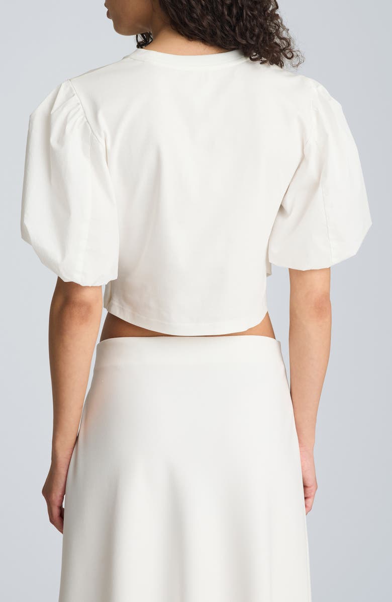 Kenneth Cole Puff Sleeve Faux Wrap T-Shirt, Alternate, color, Pure White