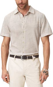 John Varvatos Malon Mélange Short Sleeve Cotton Seersucker Button-Up Shirt