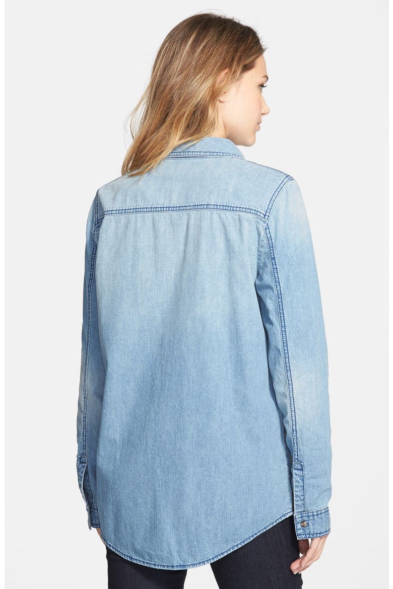 Chambray Boyfriend Shirt, Alternate, color, MYSTIC  BLUE