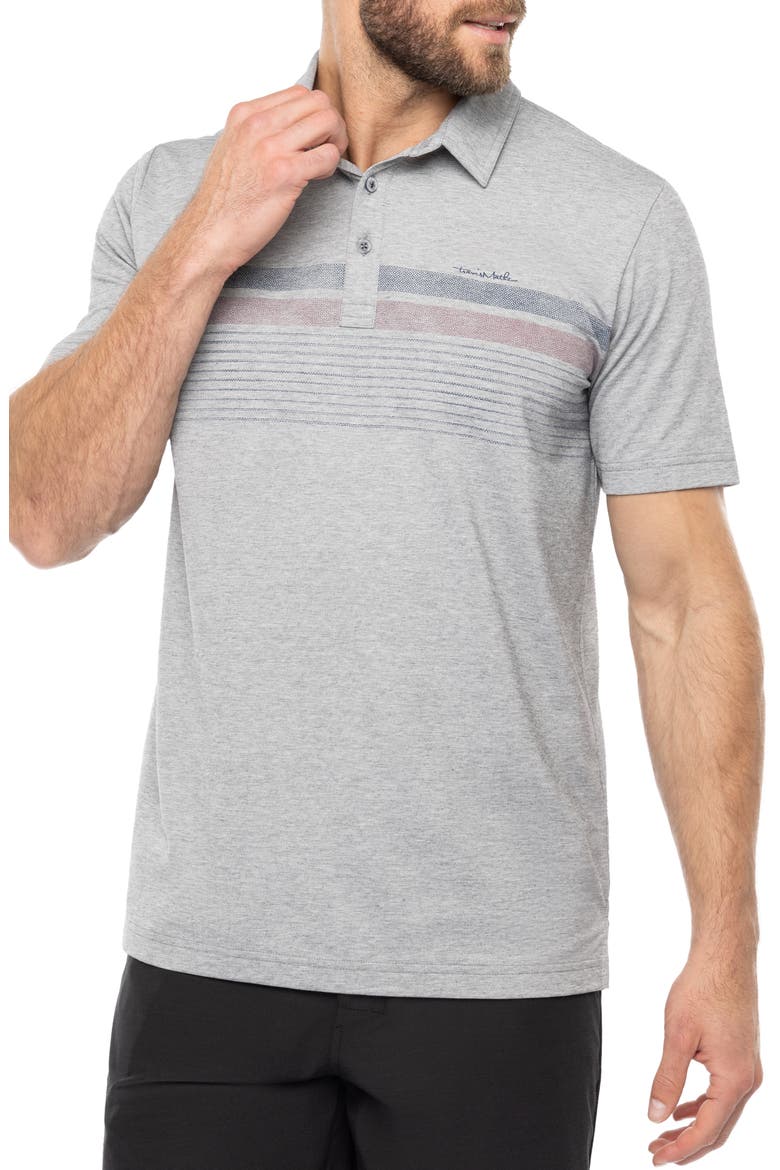 Captain's Table Stripe Piqué Polo, Main, color, HEATHER MED GREY