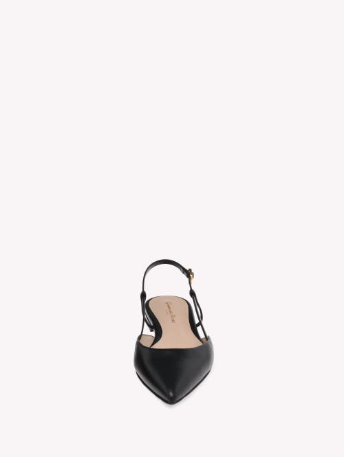 Gianvito Rossi Ascent 05 Leather Slingback Point-toe Flats In Black