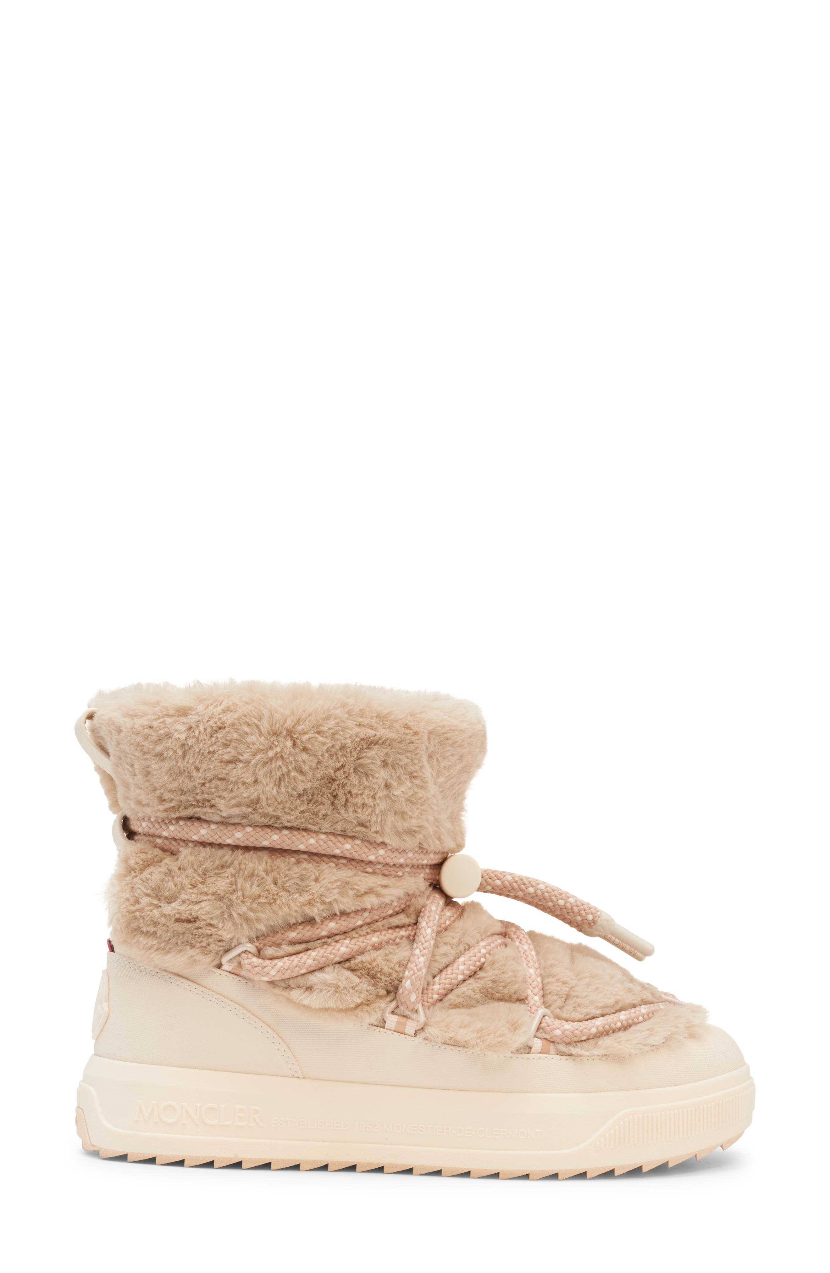 Moncler Mon Altive Faux Fur Snow Boot, Alternate, color, Teddy