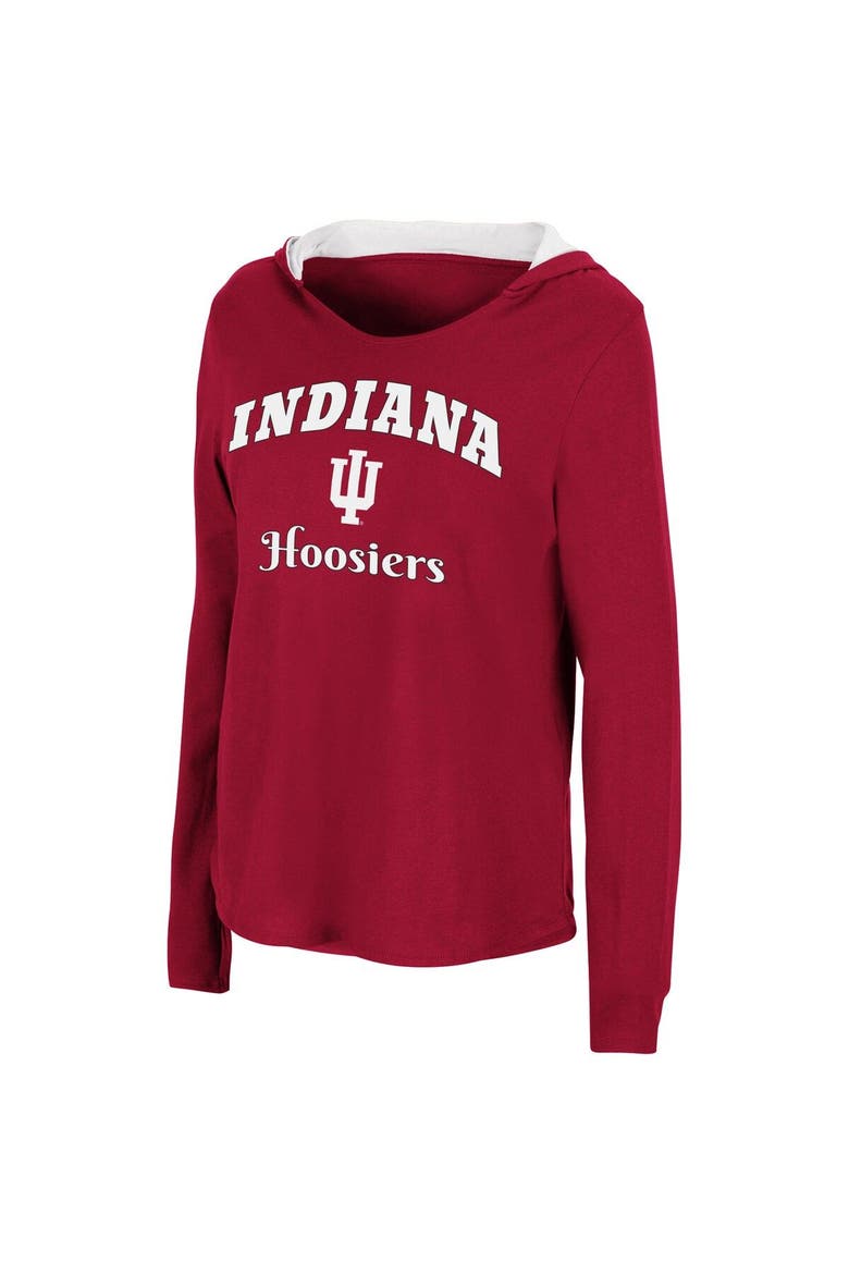 Women's Colosseum Crimson Indiana Hoosiers Catalina Hoodie Long Sleeve T-Shirt, Alternate, color, Crimson