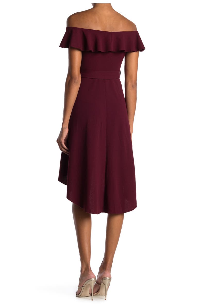 LOVE, NICKIE LEW Off-the-Shoulder High/Low Ruffle Hem Midi Dress, Alternate, color,