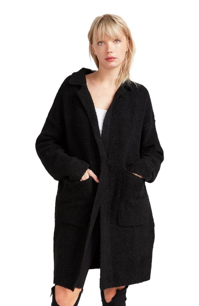 Belle & Bloom Days Go By Sustainable Blazer Cardigan, Main, color, Black