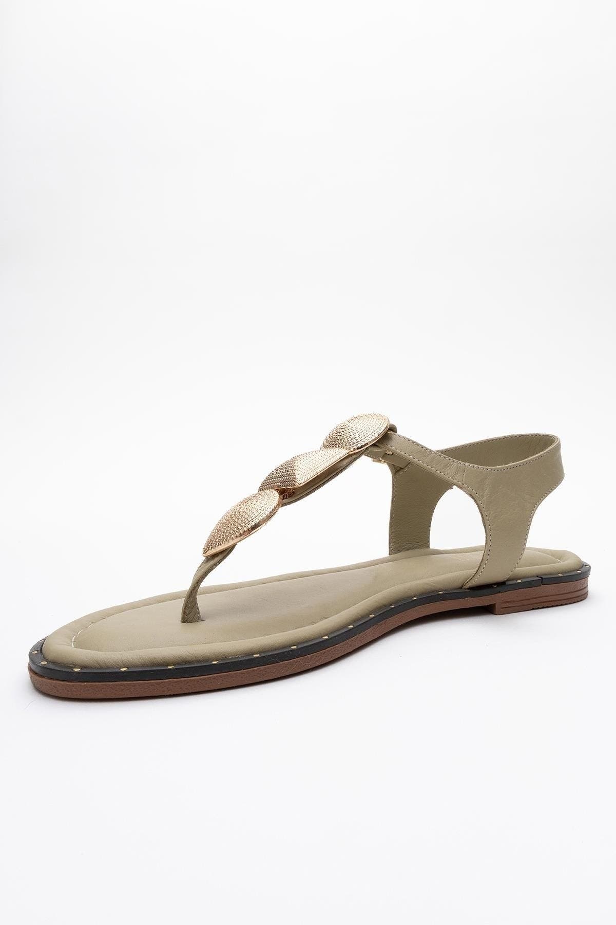 Giulia Leather Flat Sandal, Alternate, color, Green Leather