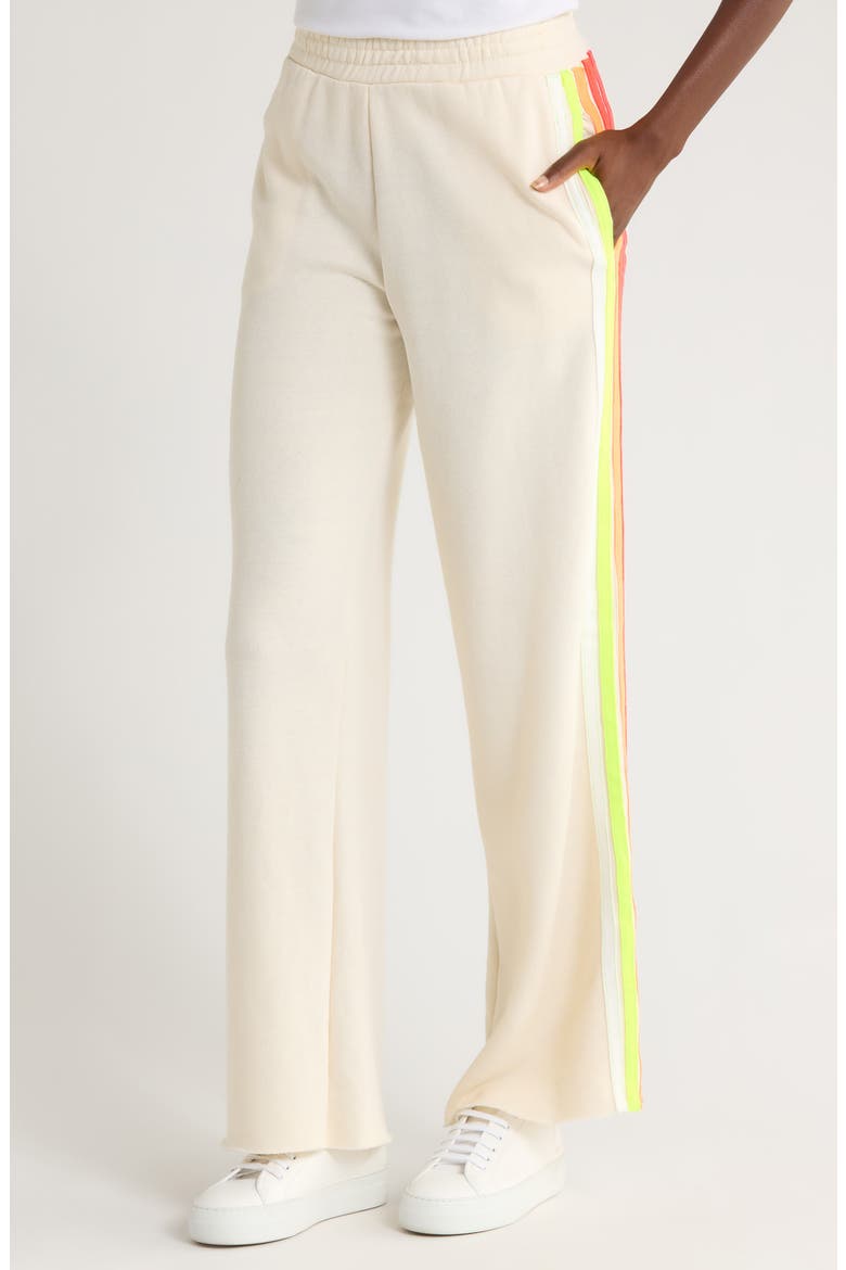 5-Stripe Wide Leg Sweatpants, Alternate, color, VINTAGE WHITE/ WHITE NEON
