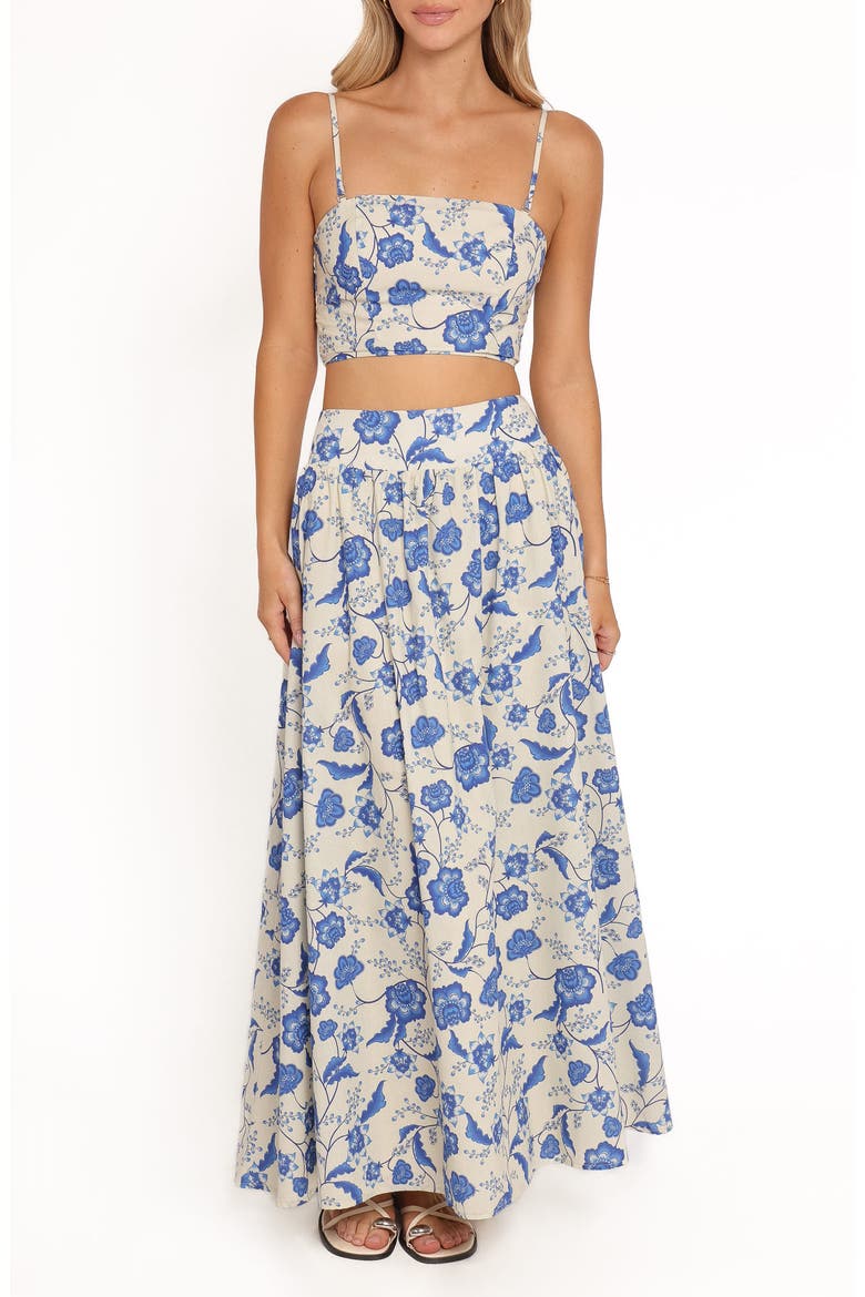 Kristy Cotton Crop Top & Maxi Skirt Set, Main, color, CREAM FLORAL
