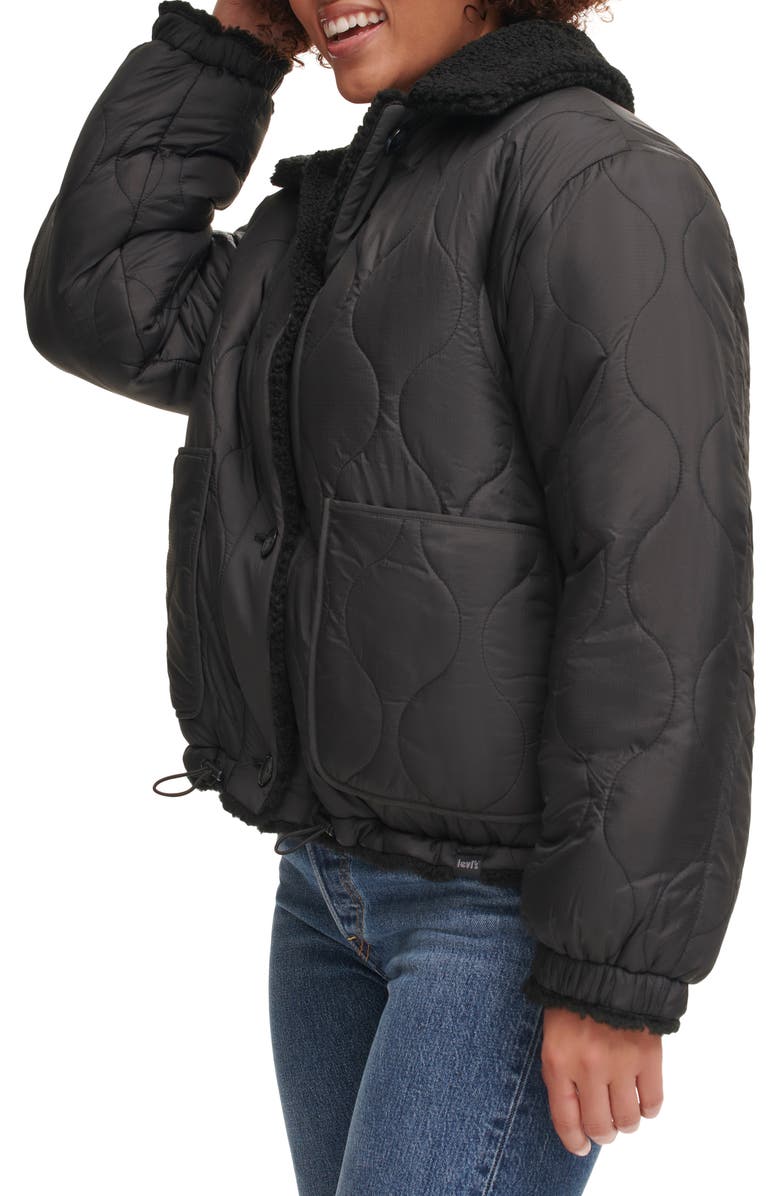 Levi's Quilted High Pile Fleece Reversible Jacket, Alternate, color, Black/ Black
