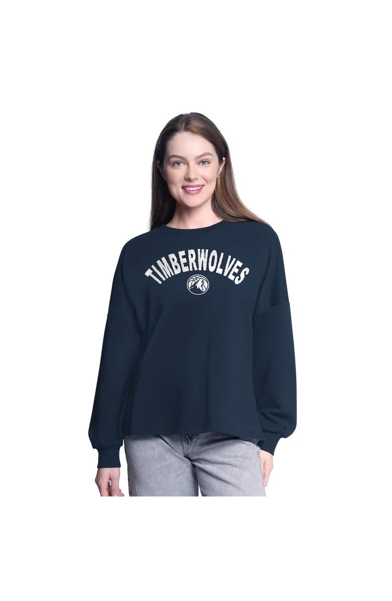 G-III 4HER BY CARL BANKS Women's G-III 4Her by Carl Banks Navy Minnesota Timberwolves Athletic Pullover Sweatshirt, Alternate, color, Navy