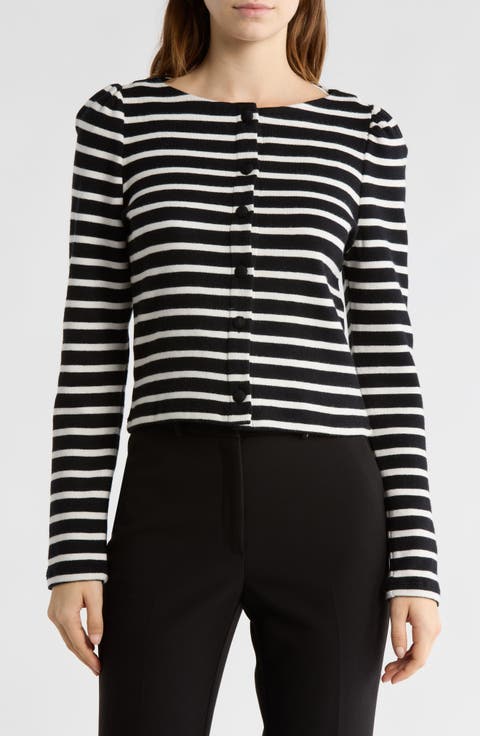 Stripe Boat Neck Cardigan