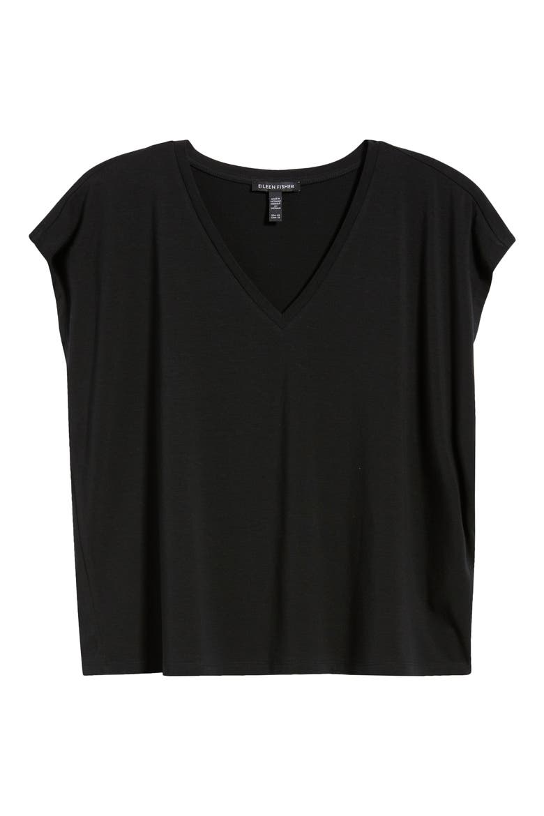 V-Neck Boxy T-Shirt, Alternate, color, BLACK