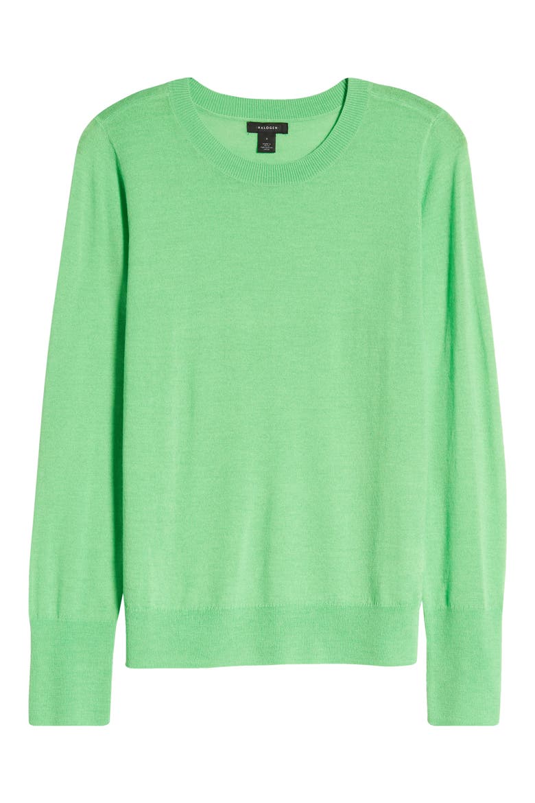 Crewneck Merino Wool Blend Sweater, Alternate, color, GREEN NEON