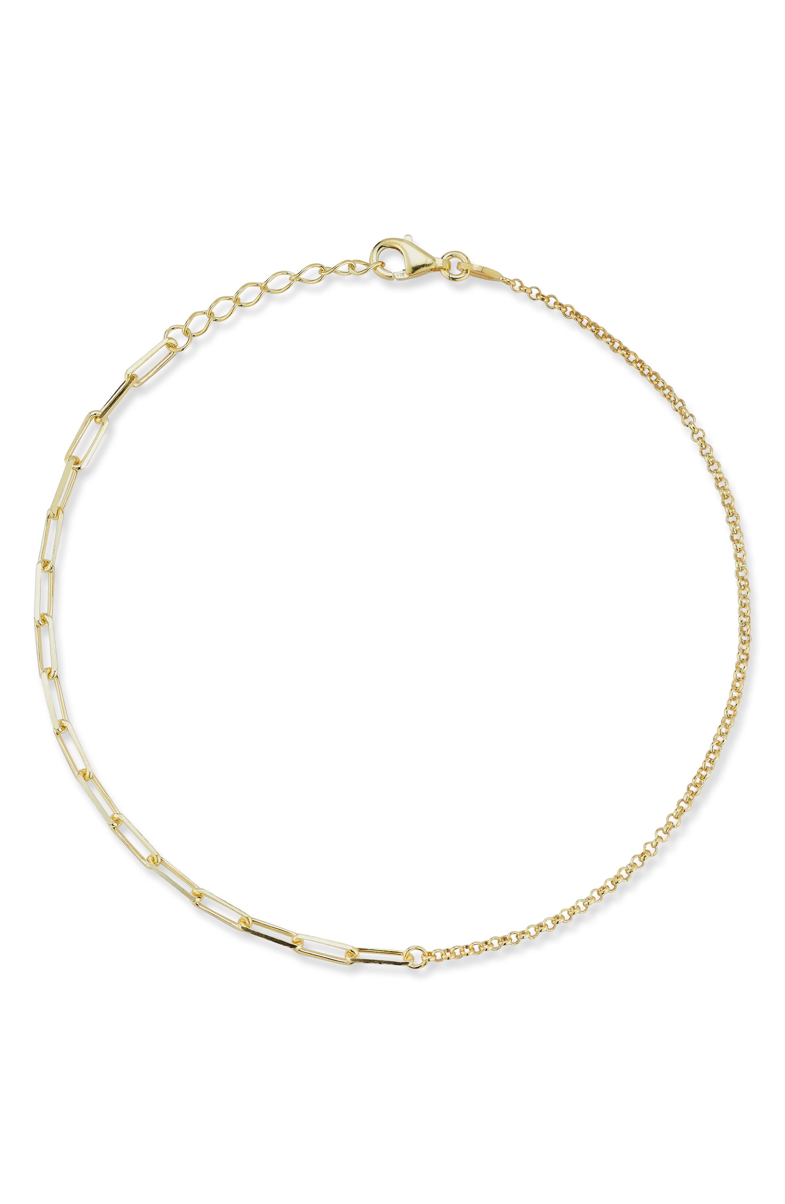 GLAZE JEWELRY Sterling Silver Mixed Chain Anklet