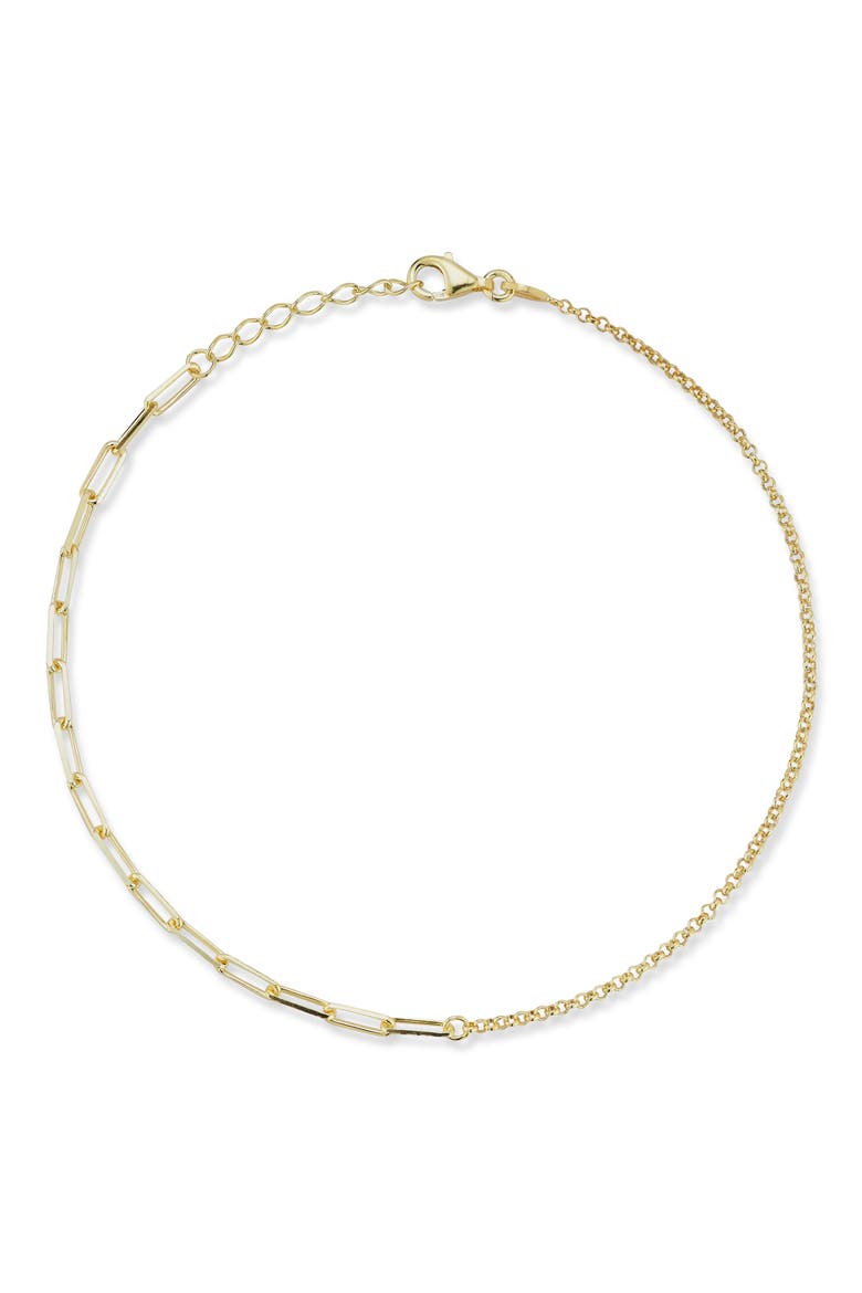 Sterling Silver Mixed Chain Anklet, Main, color, GOLD