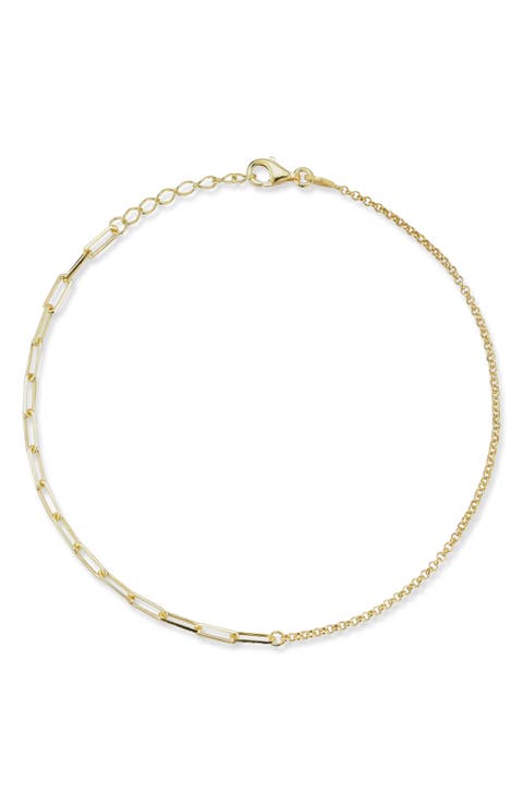 Sterling Silver Mixed Chain Anklet