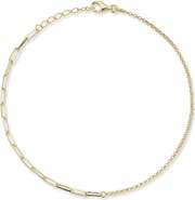 GLAZE JEWELRY Sterling Silver Mixed Chain Anklet