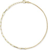 GLAZE JEWELRY Sterling Silver Mixed Chain Anklet