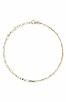 GLAZE JEWELRY Sterling Silver Mixed Chain Anklet