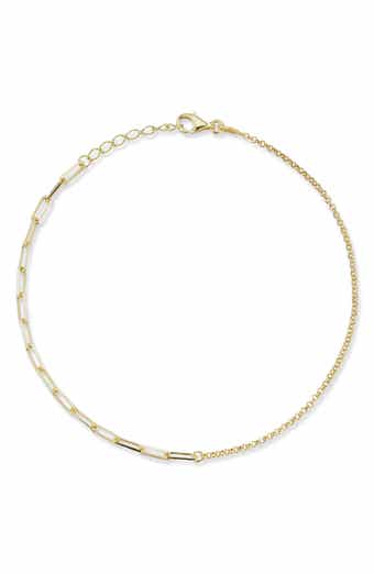 GLAZE JEWELRY Sterling Silver Mixed Chain Anklet
