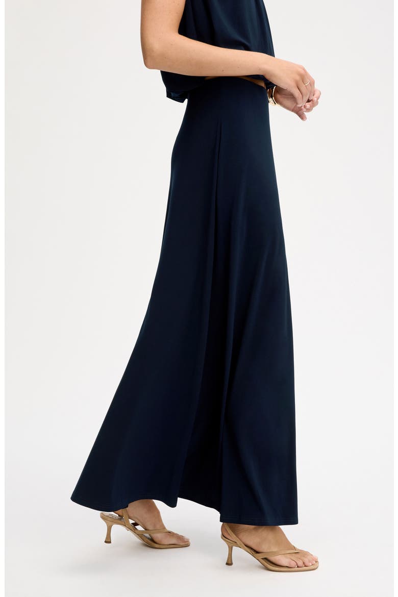 Gathered A-Line Midi Skirt, Alternate, color, NAVY