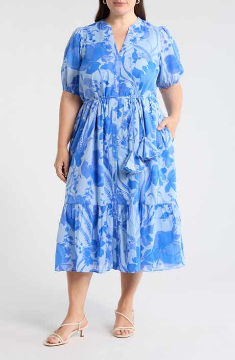 Beth Floral Button-Up Tiered Shirtdress