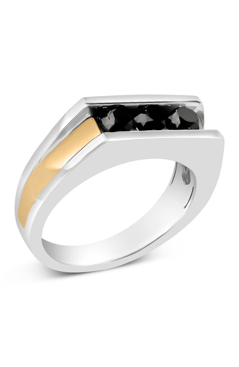 Haus of Brilliance Men's 14K Yellow Gold Plated Sterling Silver 1-1/2 Cttw Black Diamond Channel Set Band Ring, Alternate, color, Yellow Gold Over Silver