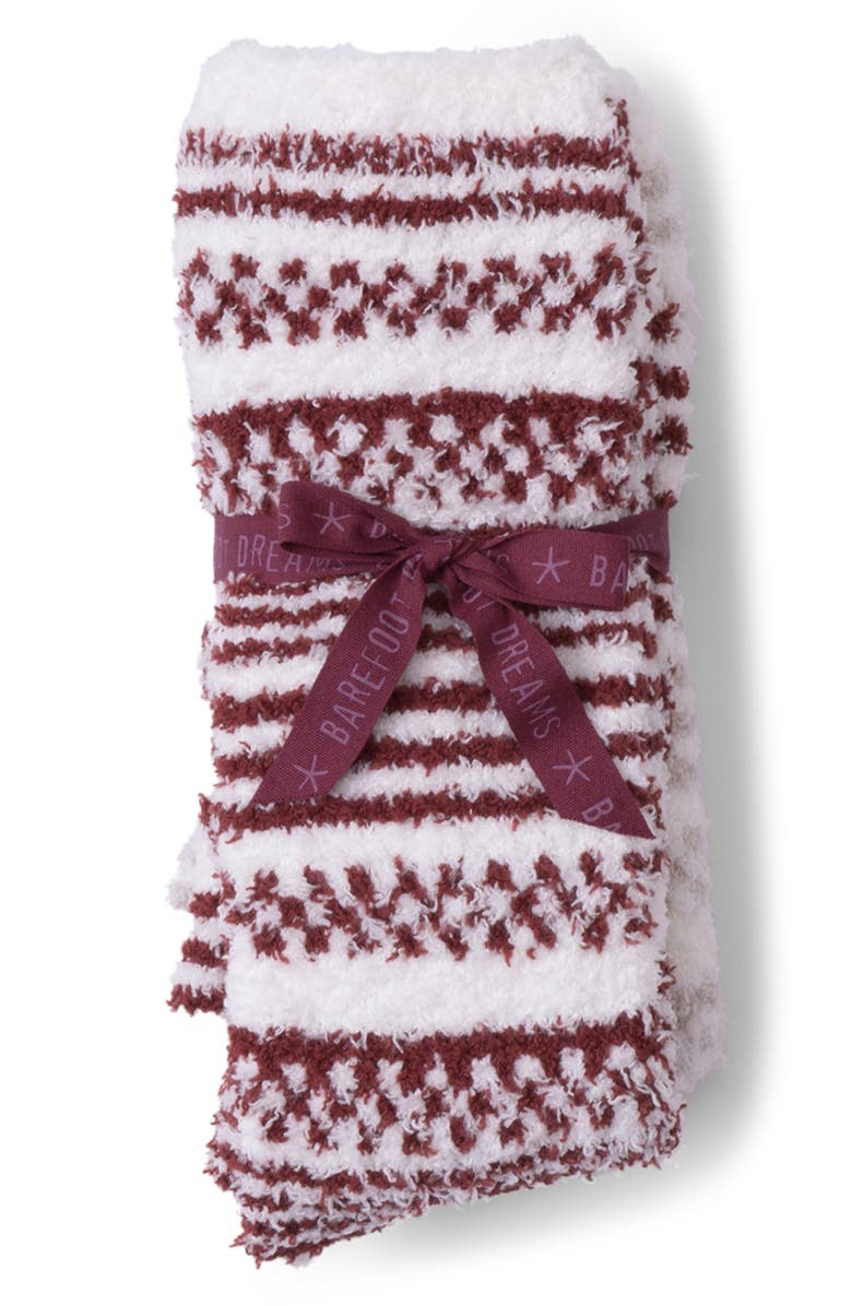 Barefoot Dreams<sup>®</sup> CozyChic<sup>™</sup> Checkered Striped Socks, Alternate, color, Crimson-Stone Multi