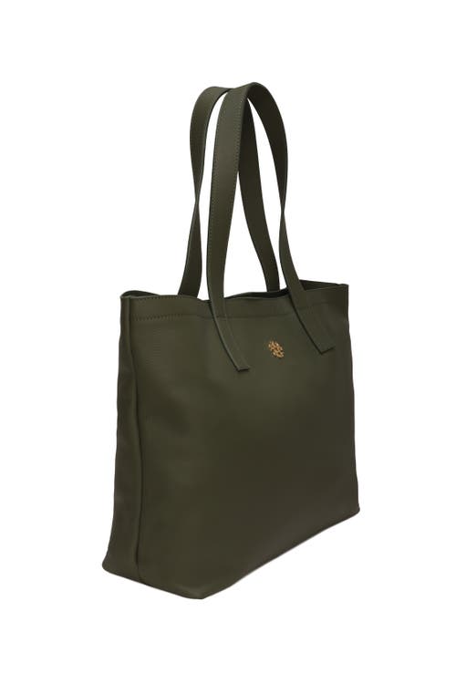 Gorski Leather Tote Bag With Removable Zipped Pouch In Green