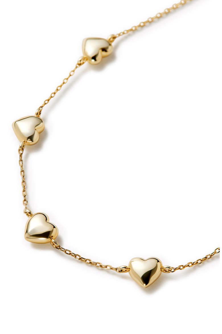 Lani Puffy Heart Station Bracelet, Alternate, color, GOLD