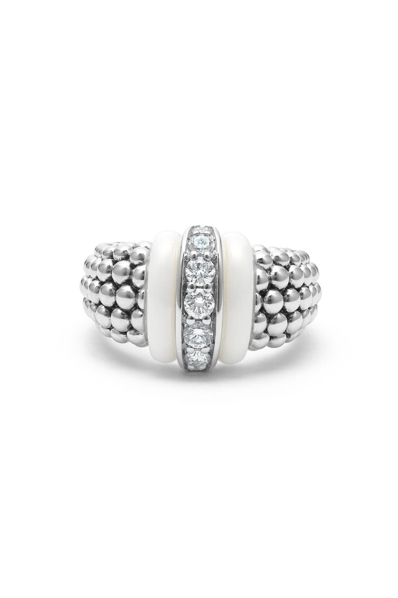 White Caviar Diamond Link Ring, Alternate, color, SILVER/ DIAMOND