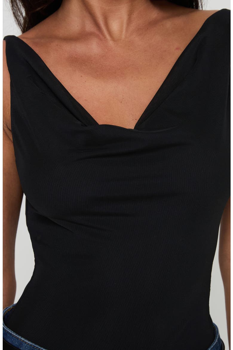 Axton Cowl Neck Bodysuit, Alternate, color, BLACK