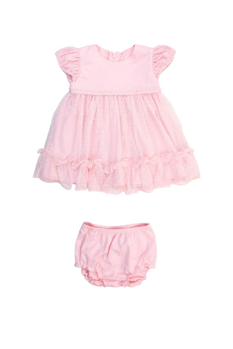 Baby Girls Dotted Tulle Dress & RuffleButt Set, Main, color, Baby Pink