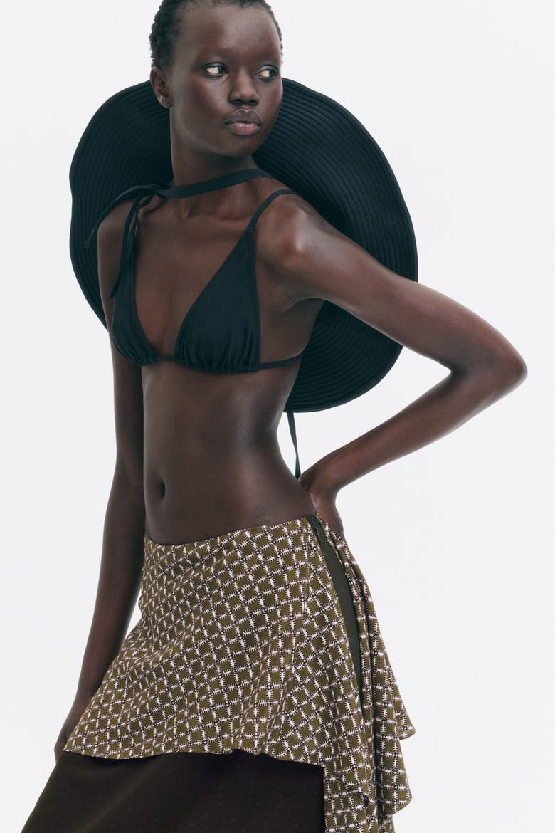Scarf-detail Layered Skirt, Alternate, color, Dark khaki green/patterned
