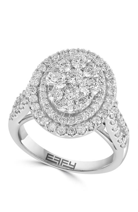 Concentric Halo Diamond Cocktail Ring in 14K White Gold