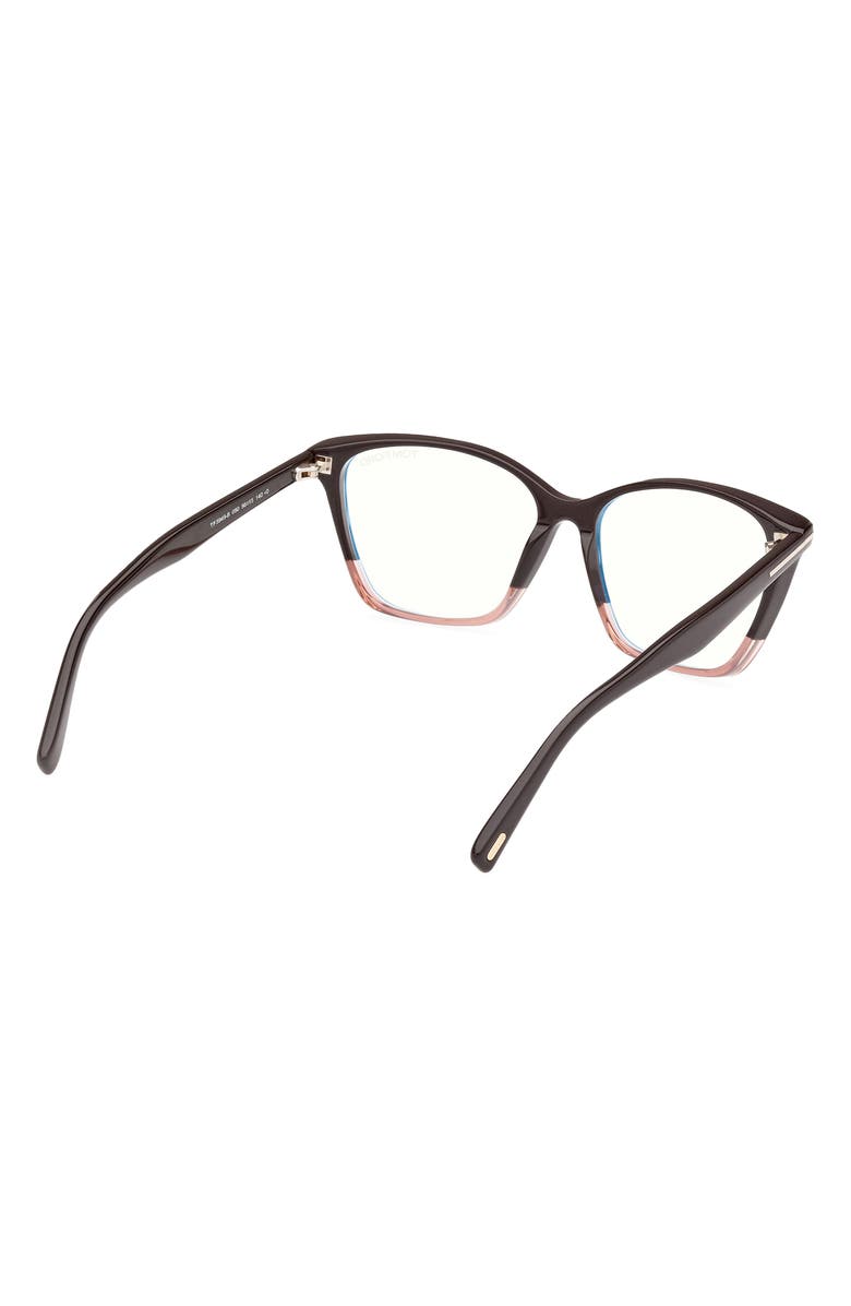 TOM FORD 56mm Cat Eye Blue Light Blocking Optical Glasses, Alternate, color, Brown Blush Pink Brown
