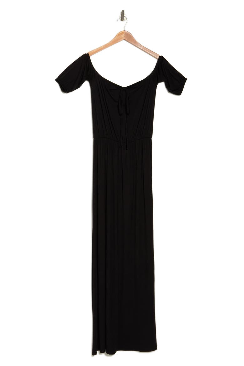 Tie Neck Maxi Dress, Alternate, color, BLACK