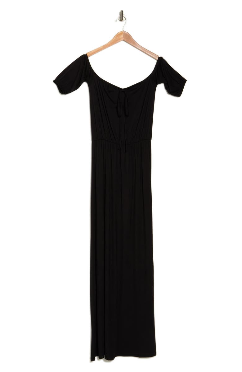 GO COUTURE Tie Neck Maxi Dress, Alternate, color, Black