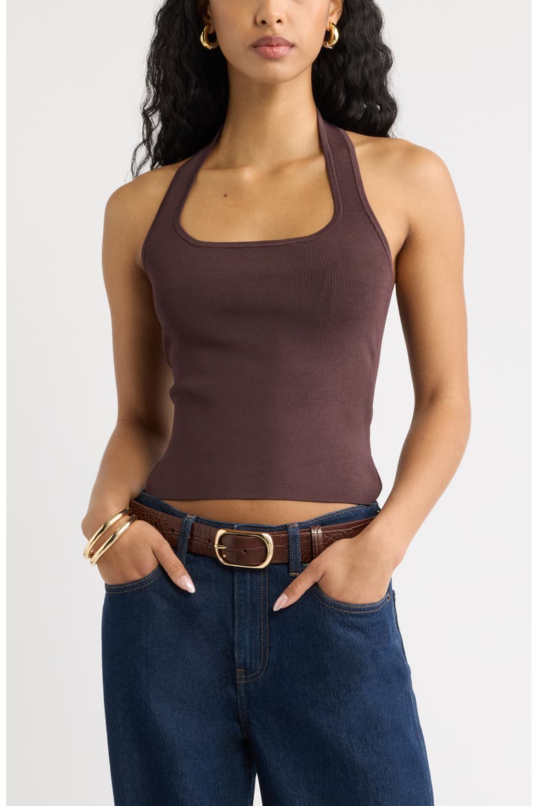 Sweater Halter Top, Main, color, BROWN SEAL