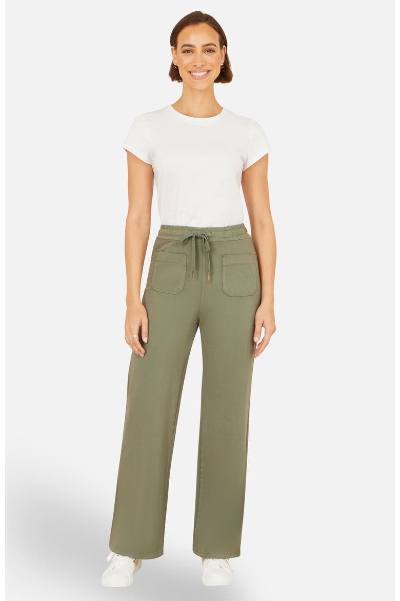 Relaxed Stretch Wide Leg Trousers, Alternate, color, Khaki