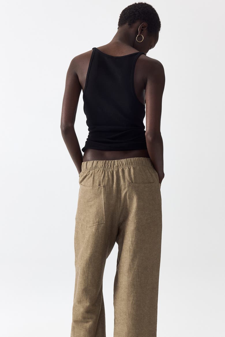 Straight Drawstring Trousers, Alternate, color, Dark beige